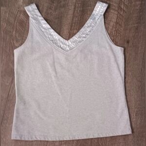 Spiegel Silver Embellished V-Neck Tank Top
